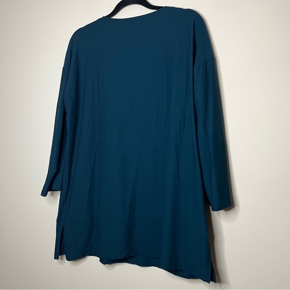 EILEEN FISHER Crepe Style 3/4 Sleeve Split Hem Tunic Top - Picture 7 of 8
